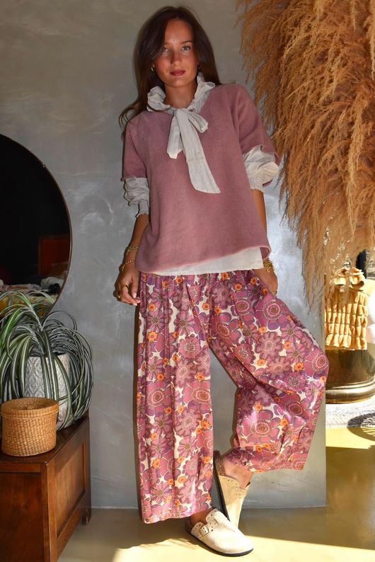 Annie 1972 Shirring Pleat Barrel Pant Indian Pink Haze